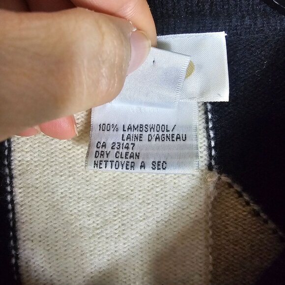 VTG Talbots Patchwork Lambswool Full Zip Cardigan Sweater XL Geometric Artsy - Picture 6 of 8